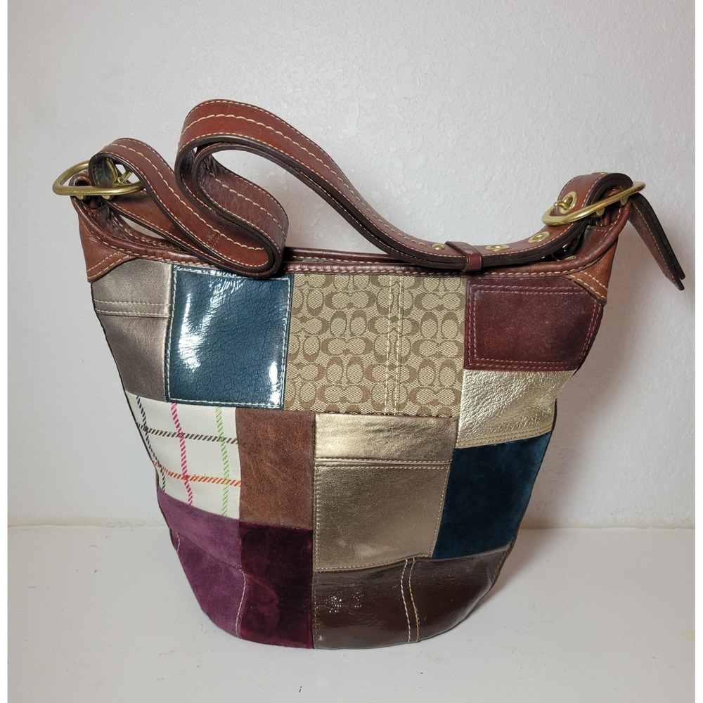 Vtg Coach Bleecker Legacy Patchwork Shoulder Bag Purse Hobo Boho - Read - Picture 5 of 17